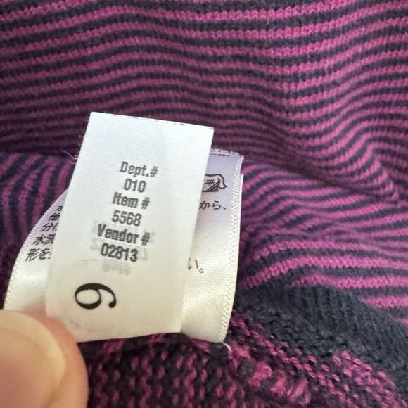 Eddie Bauer Women’s S Purple Black Striped Full Zip Up Sweater Jacket Mock Neck - Picture 6 of 8